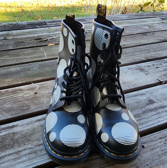 Dr. Martens Black and White Polka Dot Boots - Picture 6 of 10